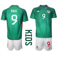 Koszulka piłkarska Meksyk Raul Jimenez #9 Strój Domowy dla dzieci MŚ 2022 tanio Krótki Rękaw (+ Krótkie spodenki)